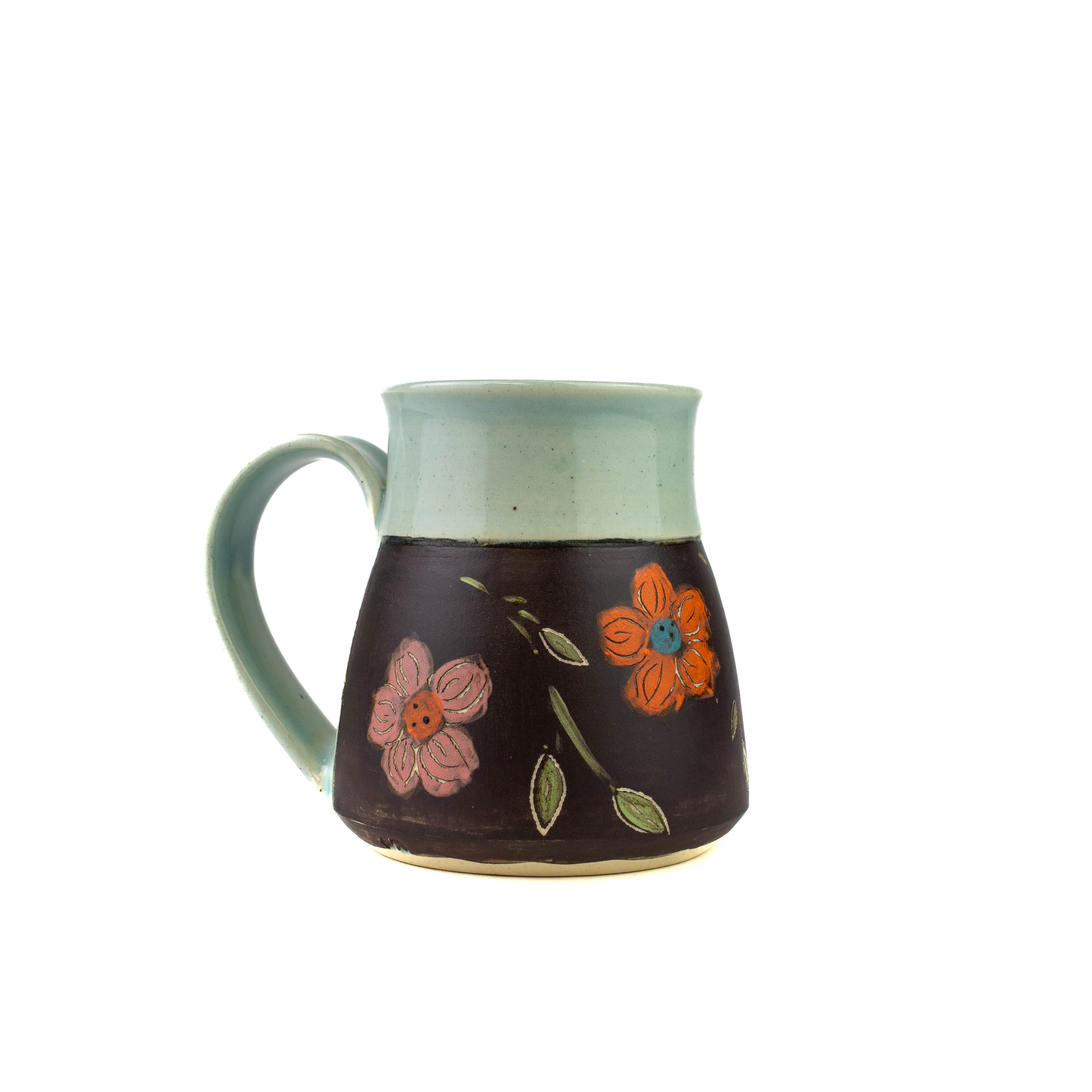 Mug Floral Sombre Ciselé Brûni