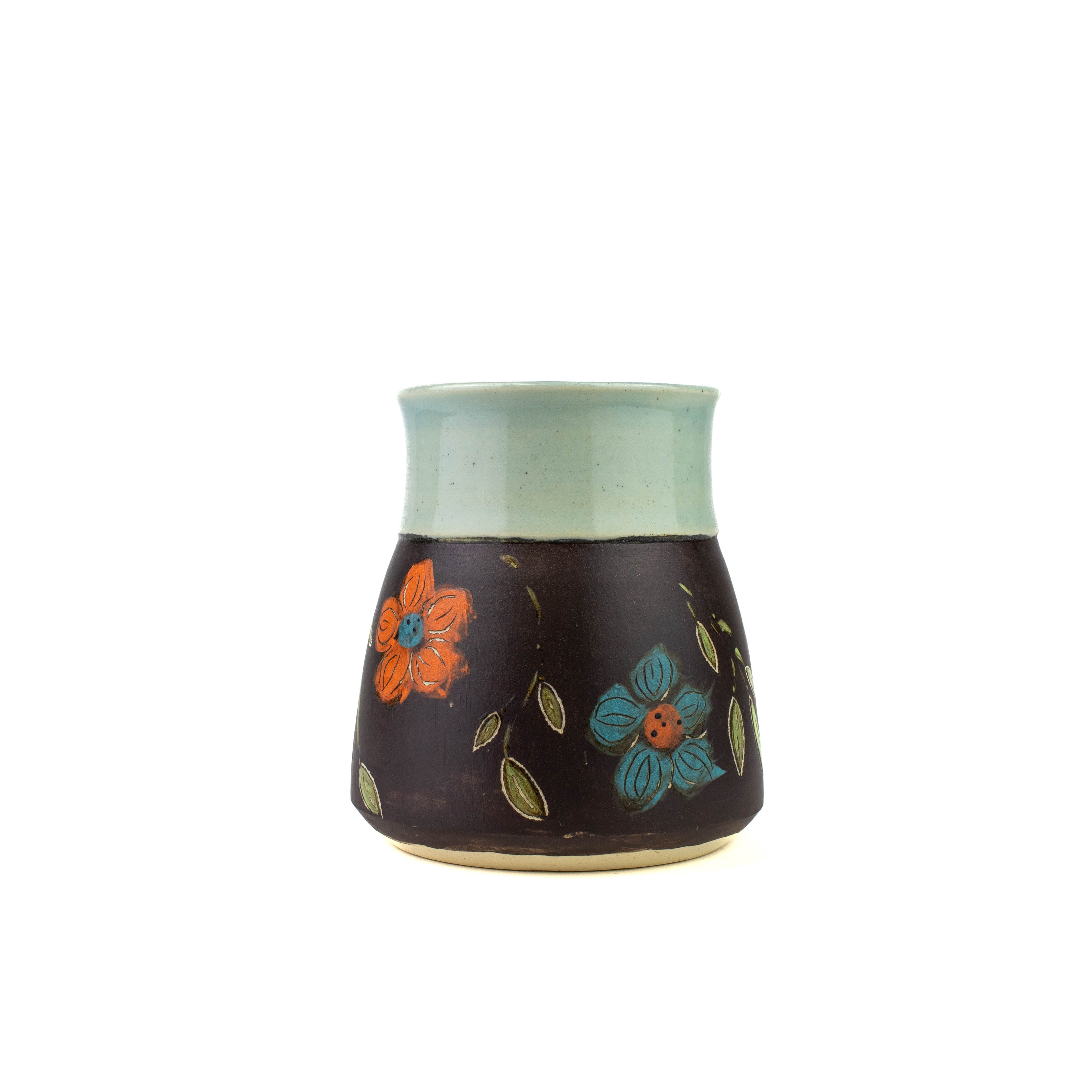 Mug Floral Sombre Ciselé Brûni