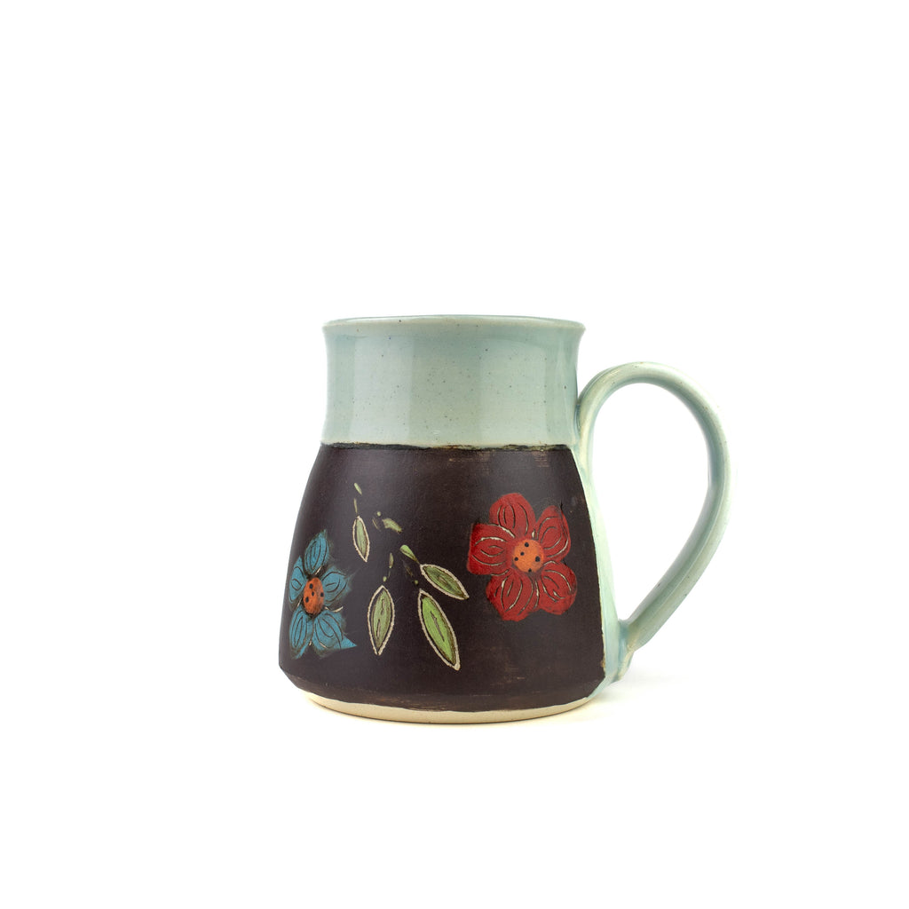 Mug Floral Sombre Ciselé Brûni