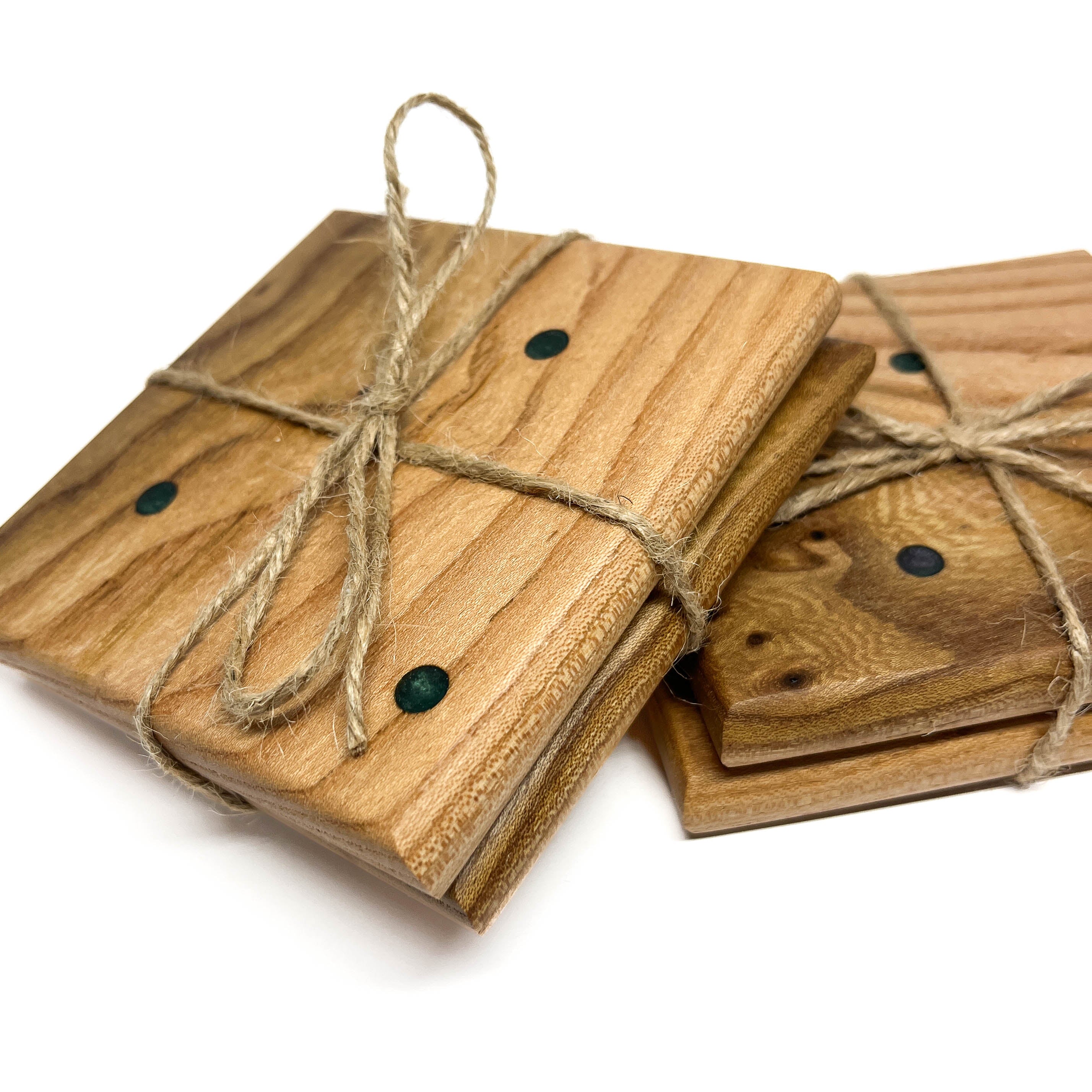 Ensemble de sous-verres en orme moucheté