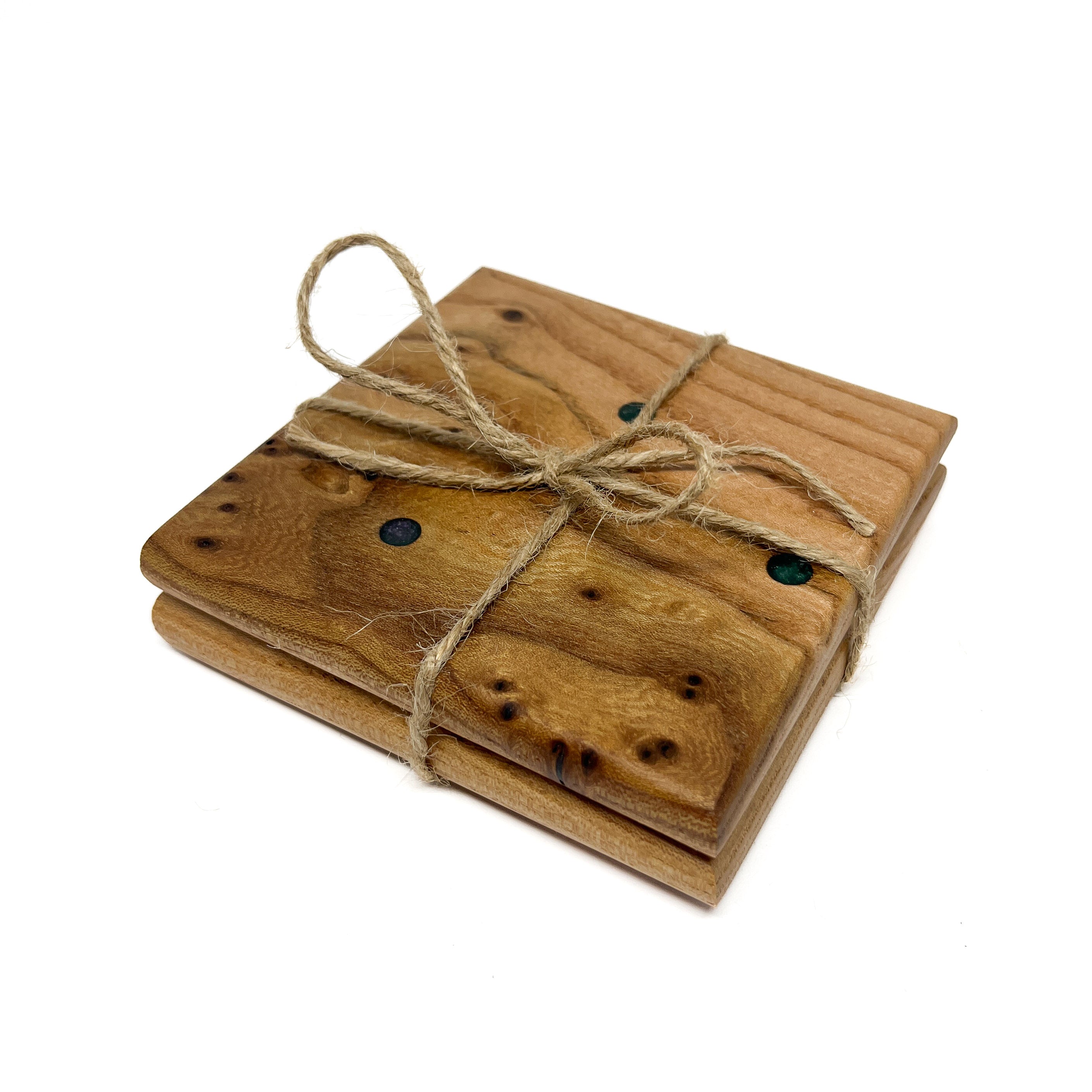 Ensemble de sous-verres en orme moucheté
