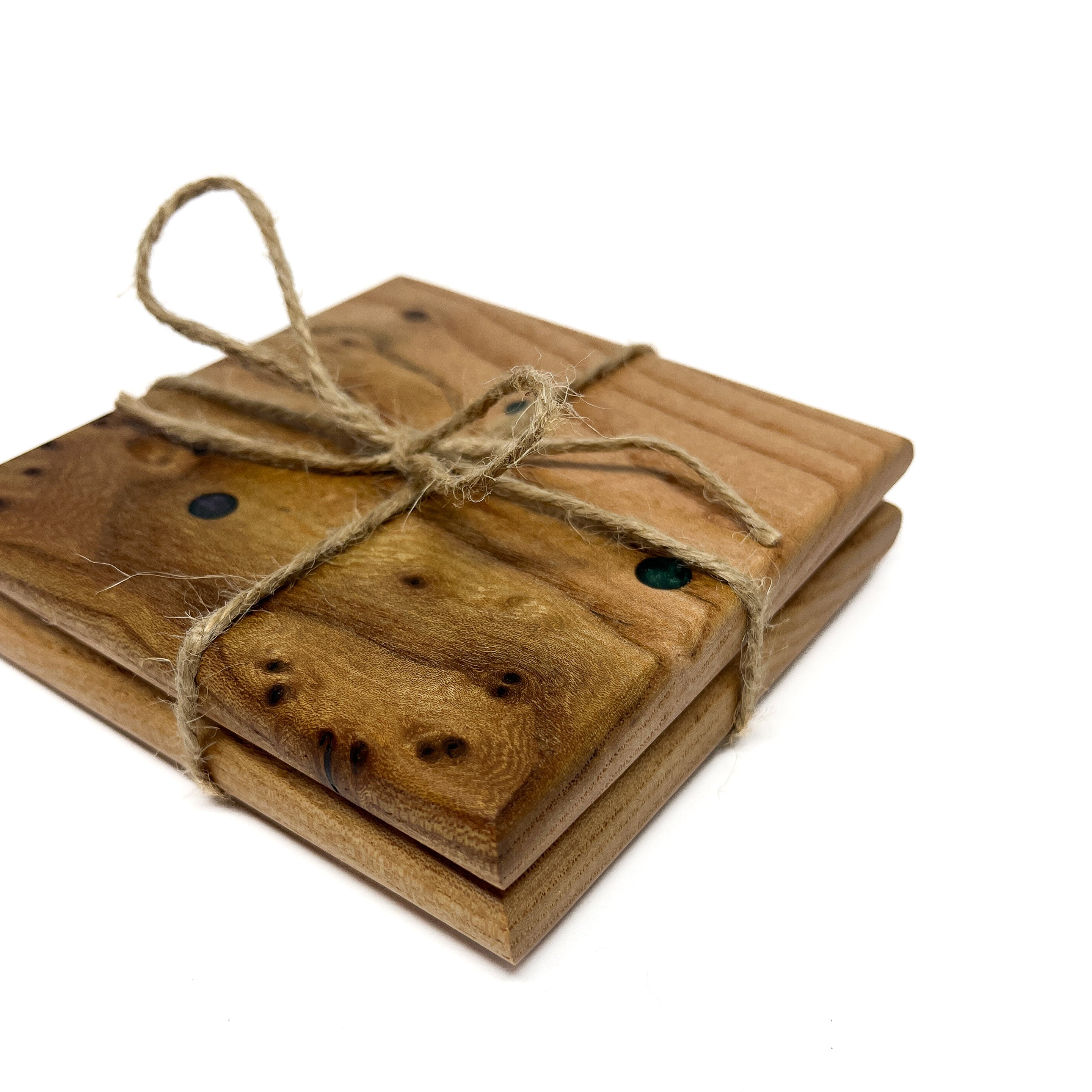 Ensemble de sous-verres en orme moucheté