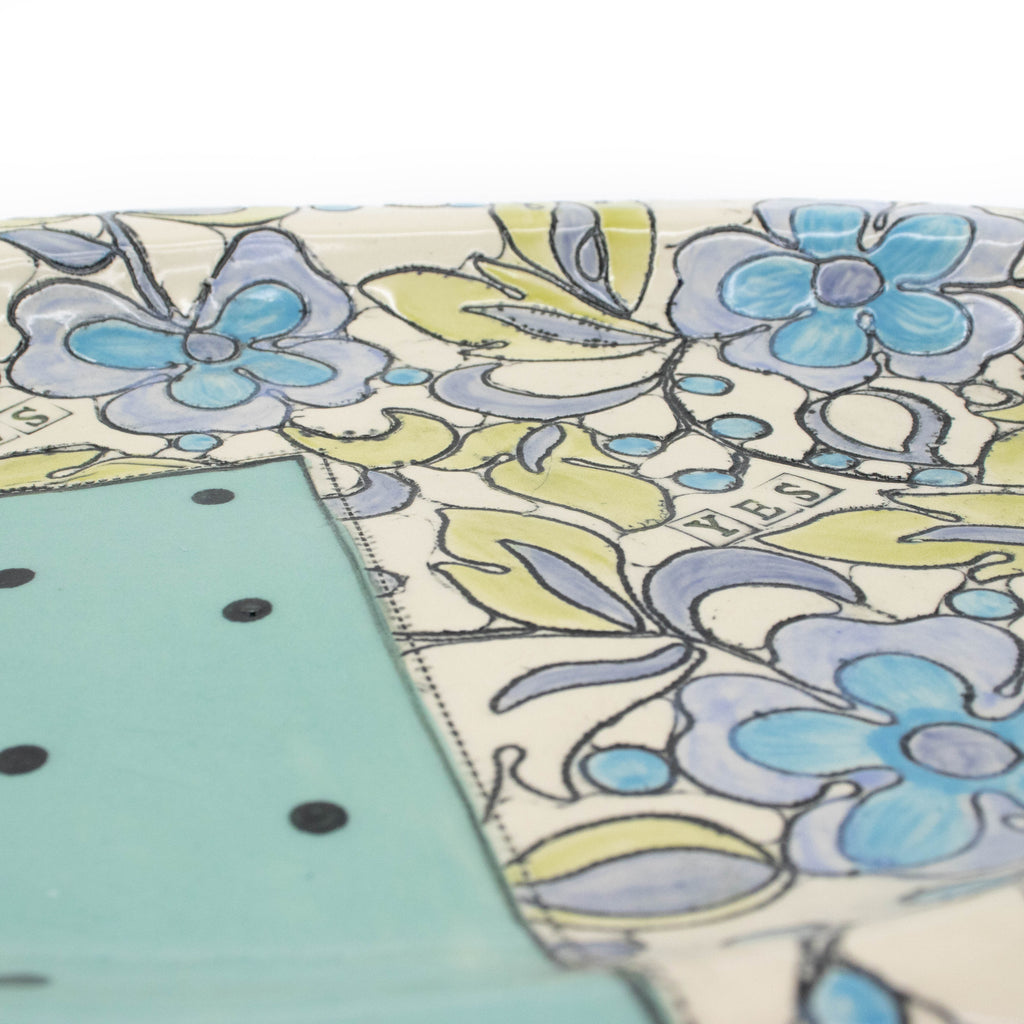 Plat de service ovale en turquoise